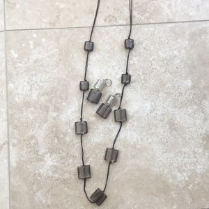 Custom Black necklace and earring set